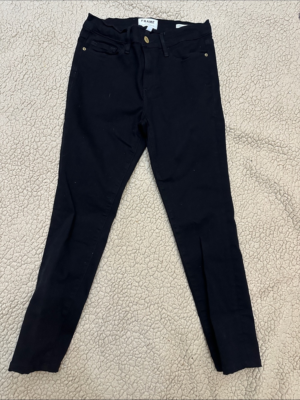 Frame Le Skinny de Jeanne Crop Black Denim Jean ,27